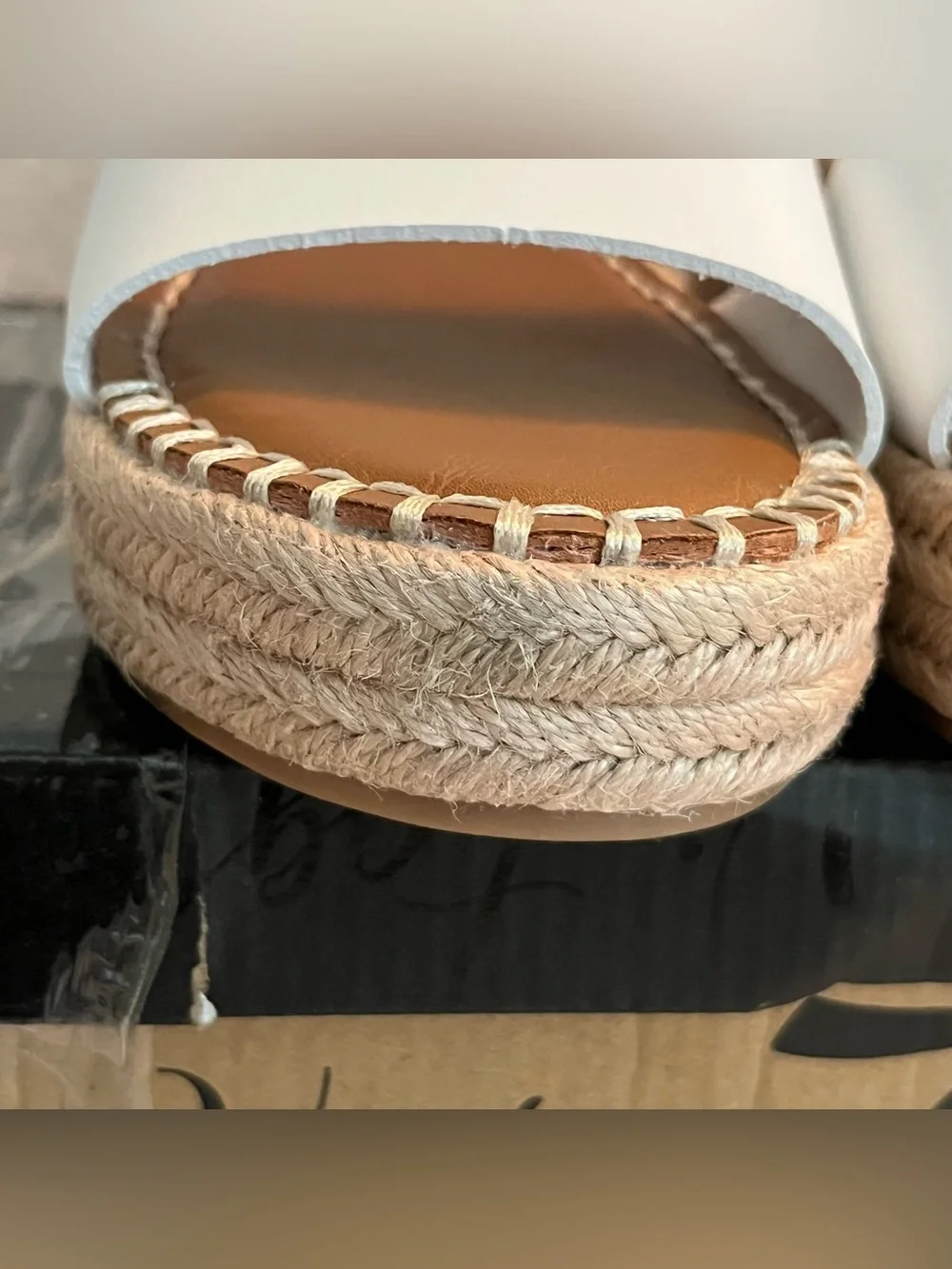 Vintage 7 Eight Luck White Espadrille Platform Sandals with Ankle Buckle